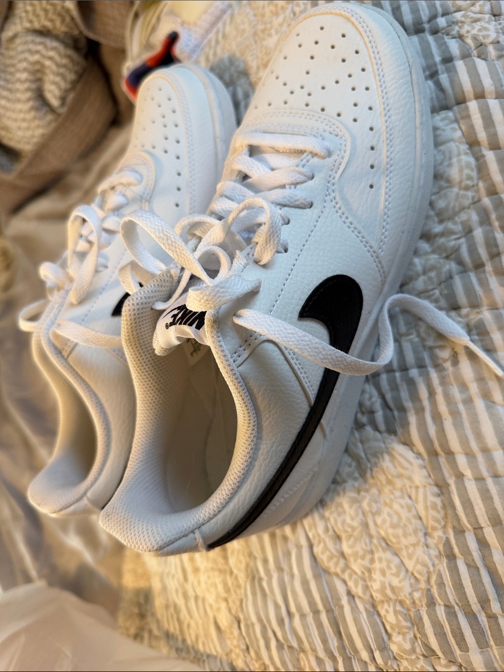 Nike White Low-Top Sneakers with Black Swoosh